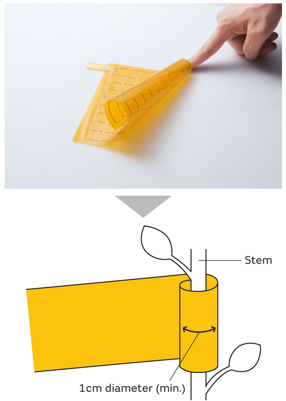 A sample image of film thermistor bent up